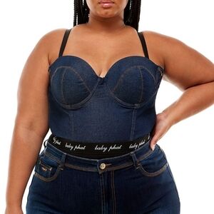 Baby Phat Women's Denim and Black Bodysuit